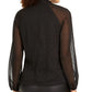 Blusa feminina Thalia Sodi com decote torcido, preta, tamanho médio