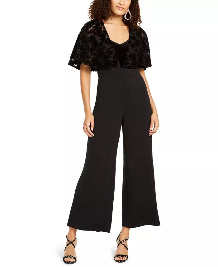 Thalia Sodi Macacão Feminino de Renda e Malha Surplice Preto Tamanho XX-G