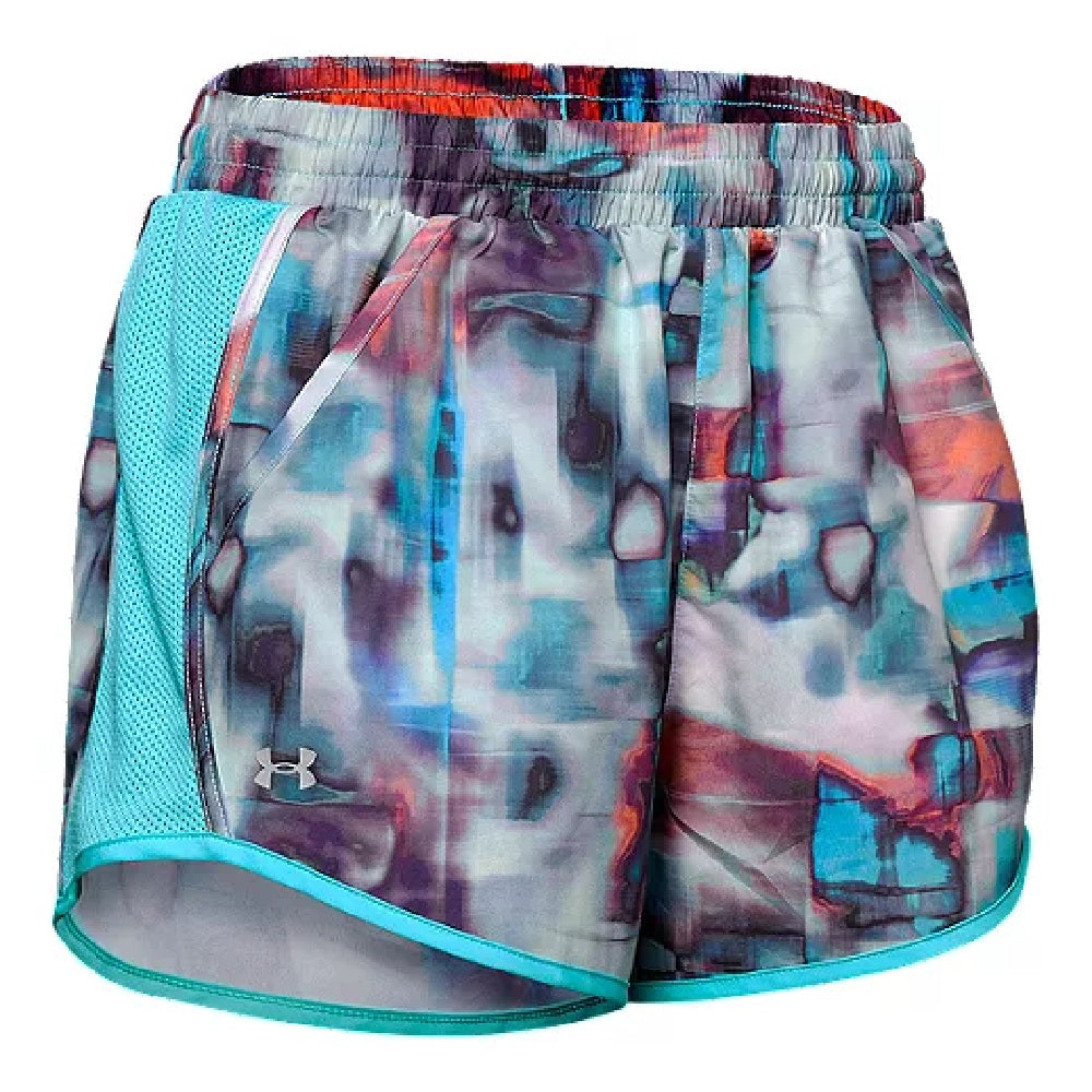 Shorts de corrida feminino Under Armour Fly-By com estampa, tamanho natural, tamanho extragrande