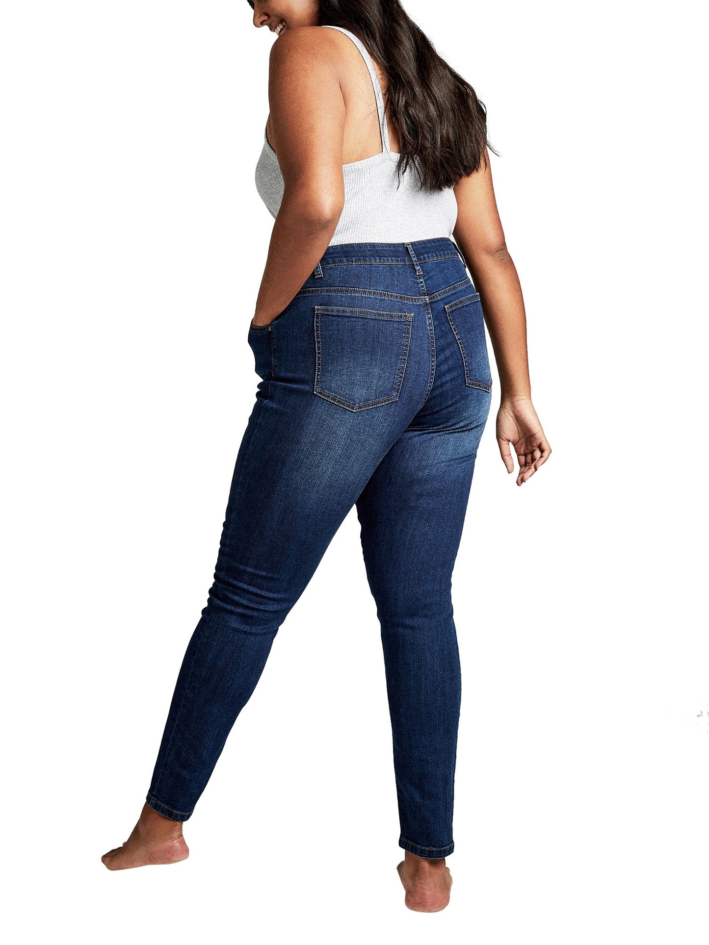 Calça Jeans Curve Tall Adrianna Skinny High Feminina Cotton On Azul Marinho Tamanho Pequeno