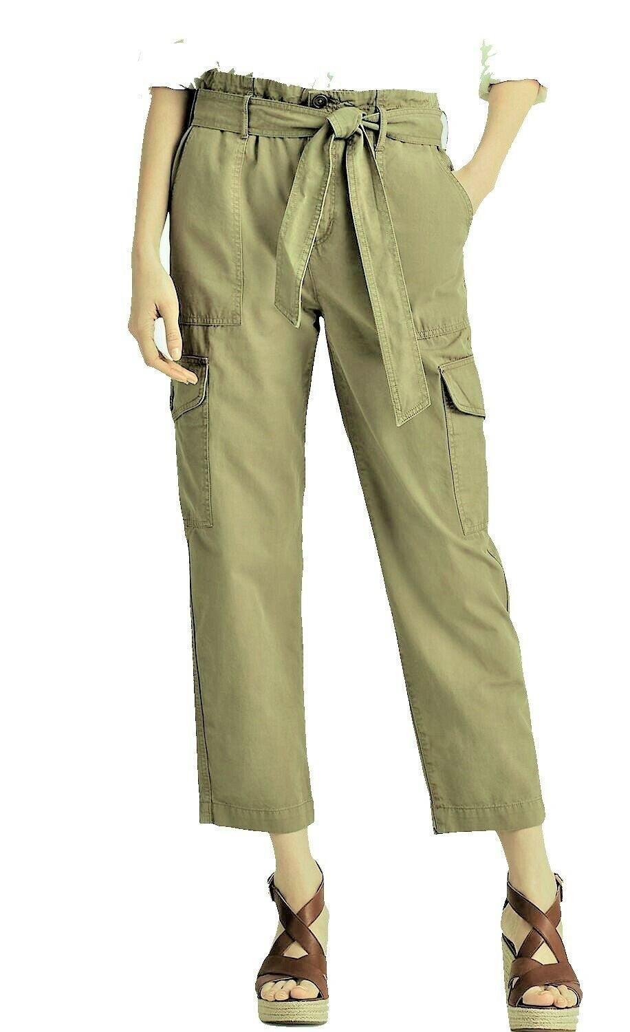 Calça cargo feminina Ralph Lauren com cinto verde, tamanho 12