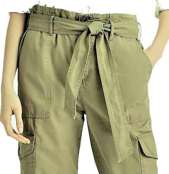 Calça cargo feminina Ralph Lauren com cinto verde, tamanho 12