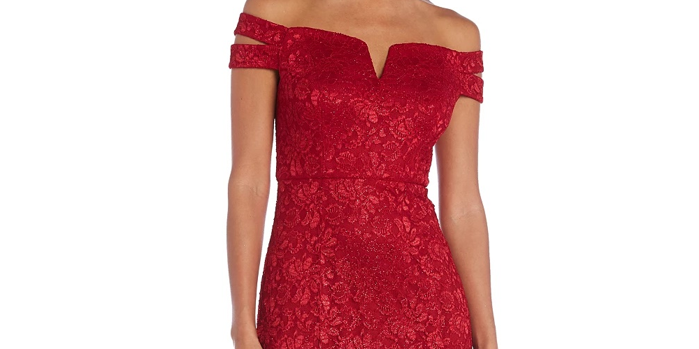 Vestido de renda ombro a ombro feminino Nightway