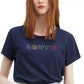Camiseta Levi's Feminina de Algodão com Logotipo Arco-Íris e Estampa Azul Marinho Tamanho Grande