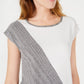 Top assimétrico Bar III feminino Bar Basics Colorblock, multicolorido, branco, tamanho pequeno