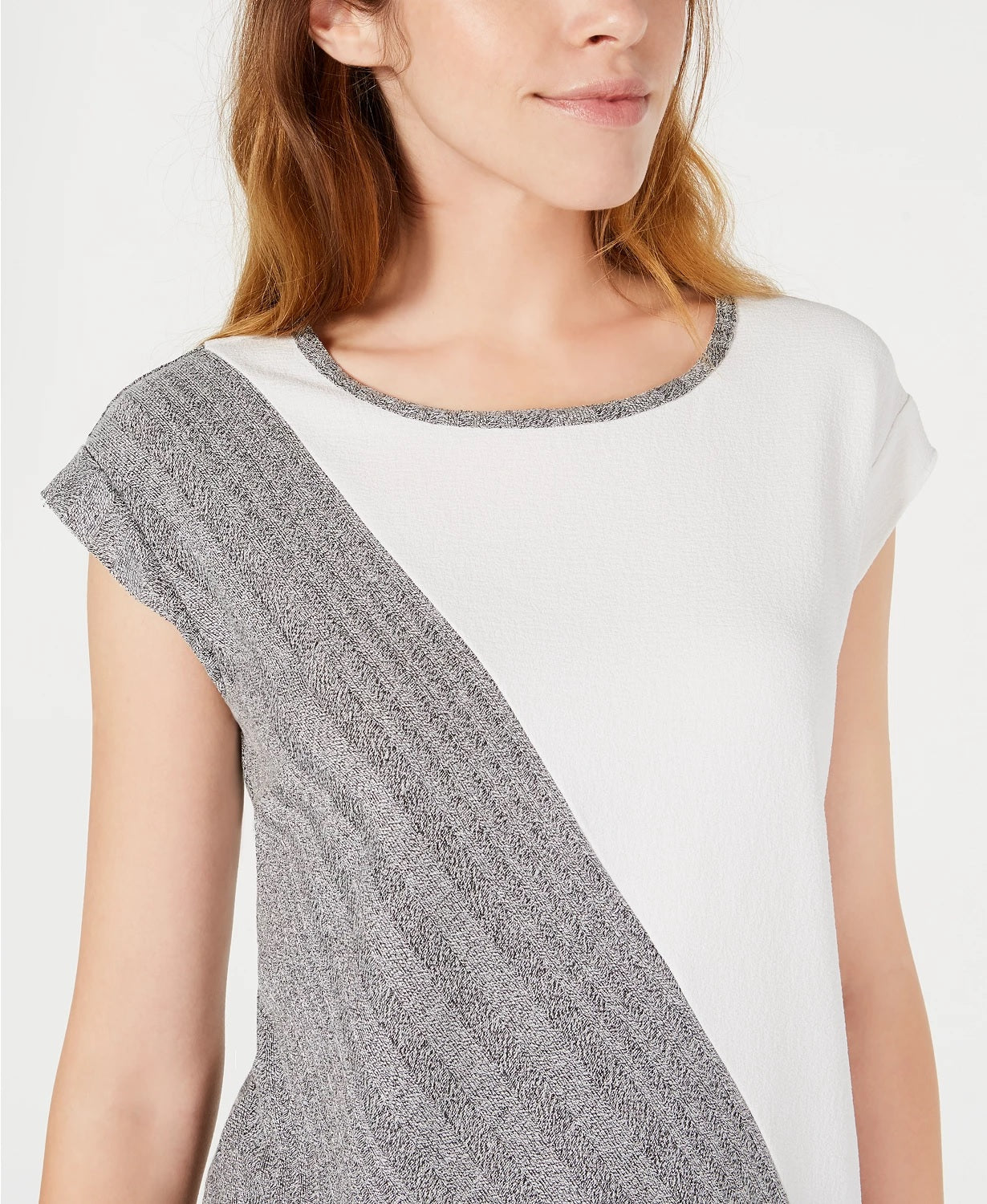 Top assimétrico Bar III feminino Bar Basics Colorblock, multicolorido, branco, tamanho pequeno