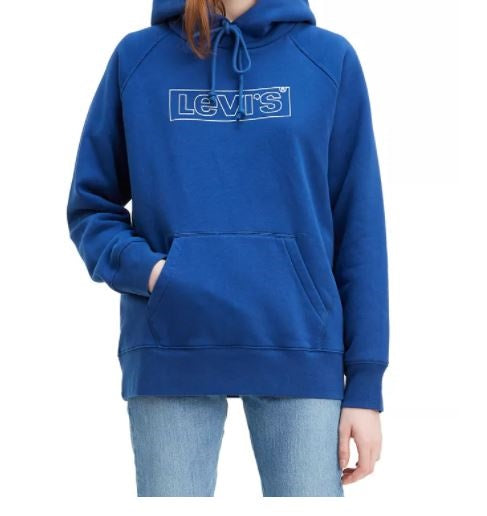 Moletom com capuz esportivo gráfico feminino Levi's azul-marinho tamanho pequeno
