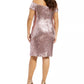 Vestido justo com lantejoulas e ombro de fora, tamanho moderno, B Darlin, tamanho 16, rosa