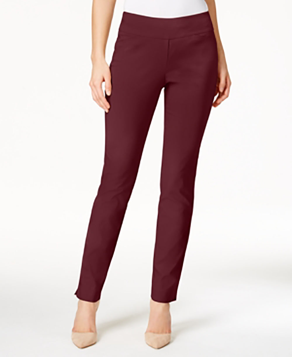 Calça feminina Charter Club Cambridge Tummy Control Slim Leg, vinho, tamanho 16, pequena