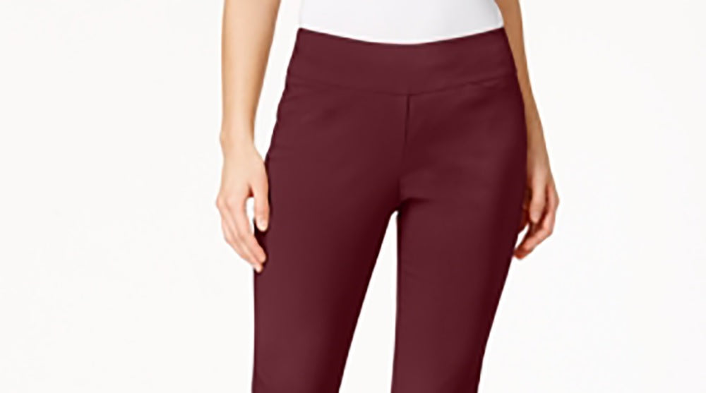 Calça feminina Charter Club Cambridge Tummy Control Slim Leg, vinho, tamanho 16, pequena