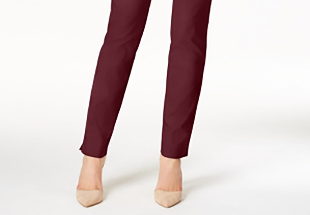 Calça feminina Charter Club Cambridge Tummy Control Slim Leg, vinho, tamanho 16, pequena