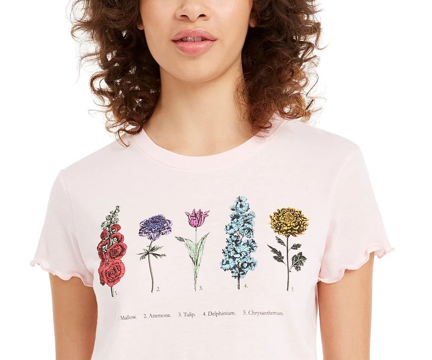 Camiseta com estampa botânica Love Tribe Juniors, rosa, tamanho médio