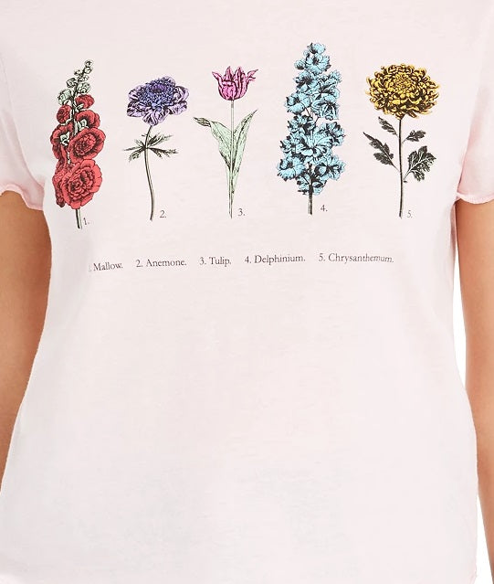Camiseta com estampa botânica Love Tribe Juniors, rosa, tamanho médio