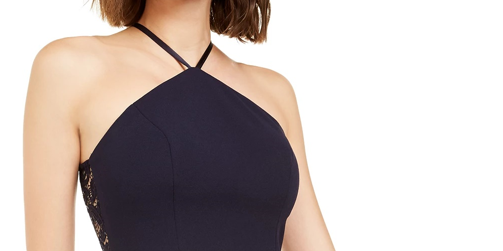 Vestido de mergulho com lantejoulas e renda nas costas, tamanho 11, infantil, azul-marinho