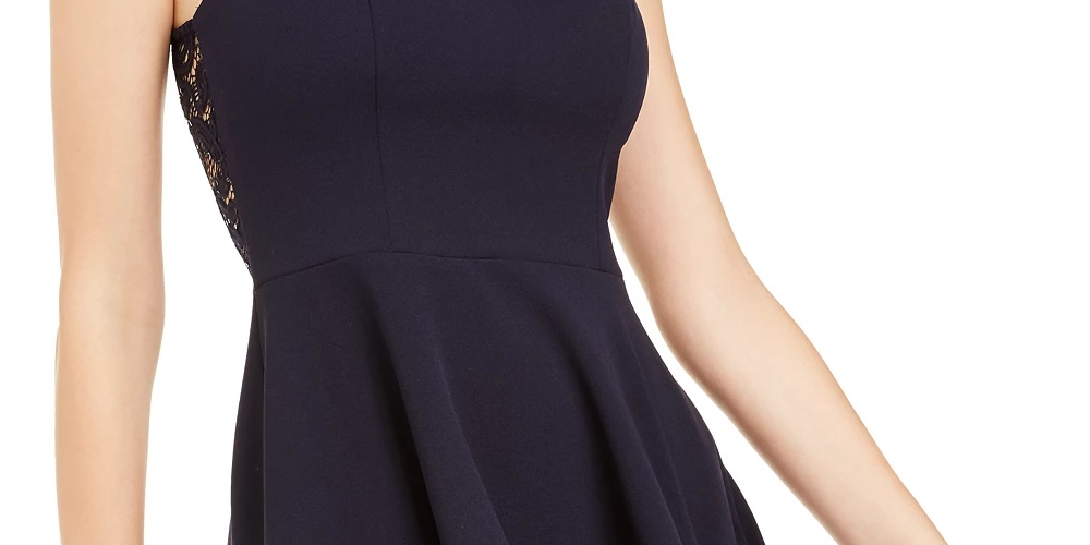 Vestido de mergulho com lantejoulas e renda nas costas, tamanho 11, infantil, azul-marinho