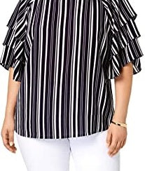 Charter Club Top feminino plus size com manga cotovelo e estampa de corrente em algodão pima, preto, tamanho pequeno