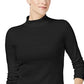Camiseta feminina Charter Club de algodão com gola alta, preta, tamanho grande