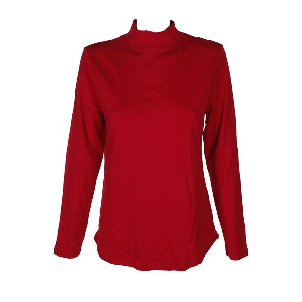 Camiseta feminina Charter Club de algodão com gola alta, tamanho médio, vermelha, tamanho extragrande