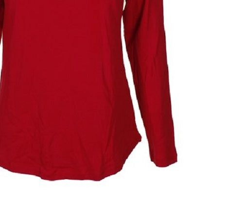Camiseta feminina Charter Club de algodão com gola alta, tamanho médio, vermelha, tamanho extragrande