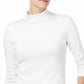Camiseta feminina Charter Club de algodão com gola alta, branca, tamanho extra grande