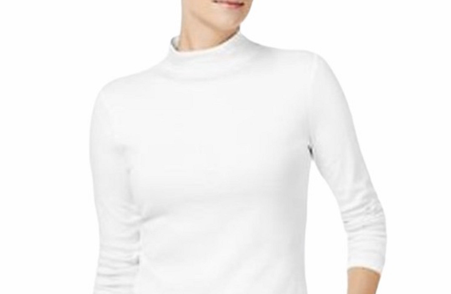 Camiseta feminina Charter Club de algodão com gola alta, branca, tamanho extra grande