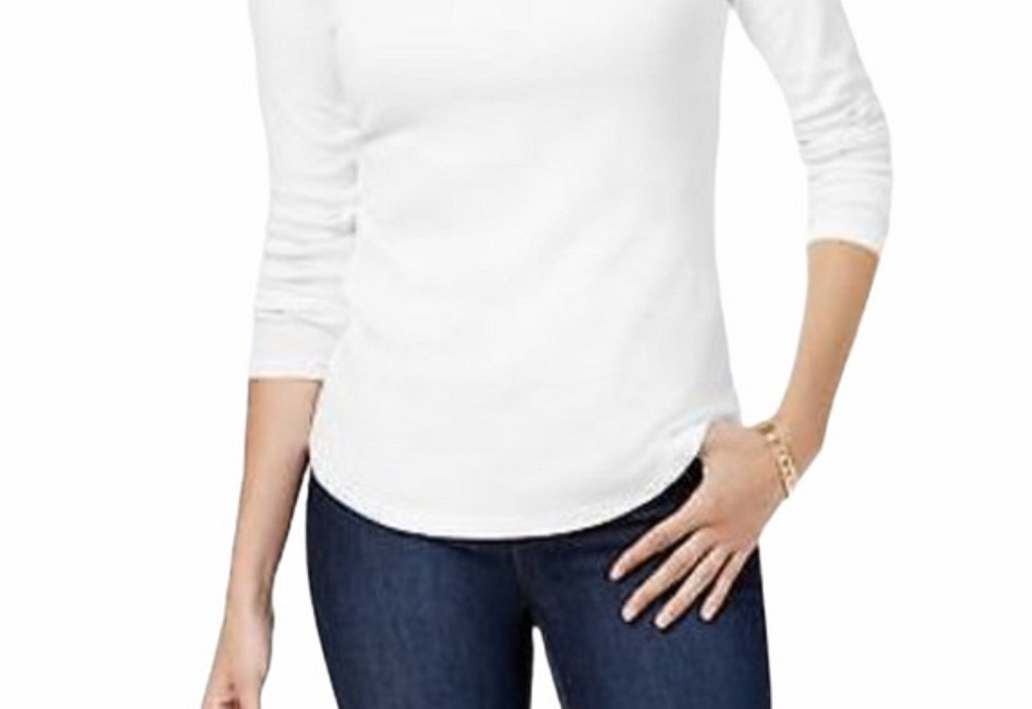 Camiseta feminina Charter Club de algodão com gola alta, branca, tamanho extra grande