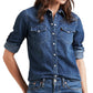 Camisa Levi's Ultimate Western Lotta Love Feminina Azul Tamanho Médio