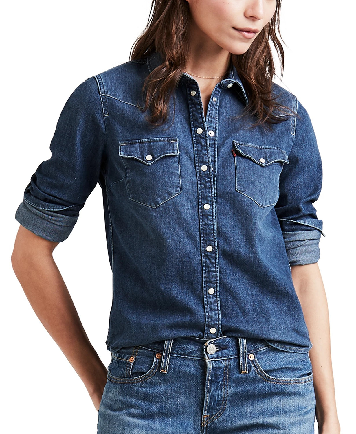 Camisa Levi's Ultimate Western Lotta Love Feminina Azul Tamanho Médio