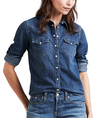 Camisa Levi's Ultimate Western Lotta Love Feminina Azul Tamanho Médio