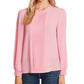 Blusa CeCe Feminina de Chiffon com Punhos Pintucked, Rosa, Tamanho X-G