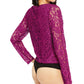 Body de renda feminino Leyden rosa tamanho grande