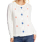 Suéter de tricô bordado CeCe feminino, branco, tamanho grande