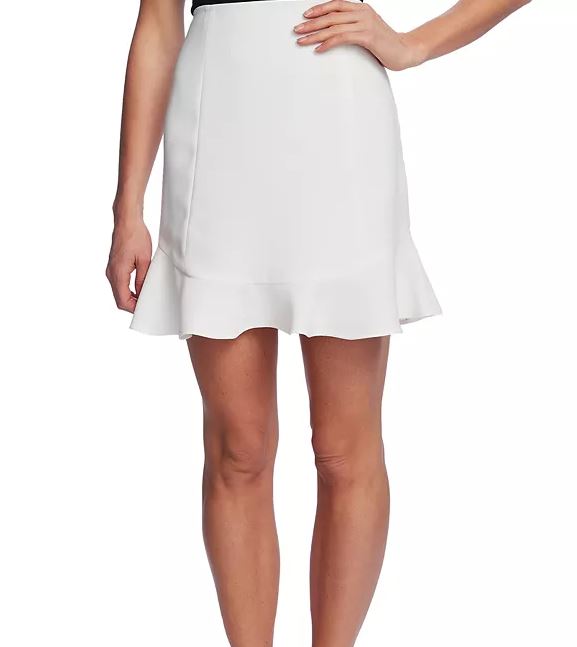 Saia de crepe musgo com bainha esvoaçante CeCe feminina, branco marfim, tamanho 4