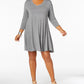 Vestido rodado plus size com decote em V e linha A, cinza, tamanho 1X, estilo &amp; co feminino