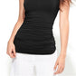 Blusa feminina com decote em V franzido da INC International Concepts, preta, tamanho médio