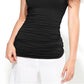 Blusa feminina franzida com decote em V, preta, tamanho extra pequeno, da Inc International Concepts