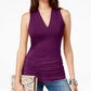 Blusa feminina com decote em V franzido, tamanho X-G, roxa, da INC International Concepts