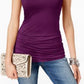 Blusa feminina com decote em V franzido, tamanho X-G, roxa, da INC International Concepts