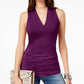 Blusa feminina com decote em V franzido, tamanho XS, roxa, da INC International Concepts