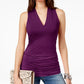 INC International Concepts Top feminino franzido com decote em V, roxo médio, tamanho XXG