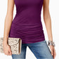 INC International Concepts Top feminino franzido com decote em V, roxo médio, tamanho XXG