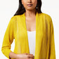 Cardigan Alfani Feminino Petite com Ponto Misto e Frente Aberta, Dourado, Tamanho Médio