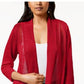 Cardigan Alfani Feminino Petite com Ponto Misto e Frente Aberta, Vermelho, Tamanho Petite