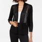 Cardigan Alfani Feminino Petite com Ponto Misto e Frente Aberta, Preto, Tamanho Médio
