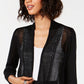 Cardigan Alfani Feminino Petite com Ponto Misto e Frente Aberta, Preto, Tamanho Médio