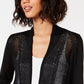 Cardigan Alfani Feminino com Ponto Misto e Frente Aberta, Preto, Tamanho Pequeno