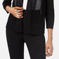 Cardigan Alfani Feminino com Ponto Misto e Frente Aberta, Preto, Tamanho Pequeno