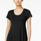 Vestido feminino estilo &amp; co, manga curta, corte A, preto, tamanho grande