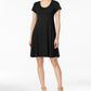 Vestido feminino estilo &amp; co, manga curta, corte A, preto, tamanho grande