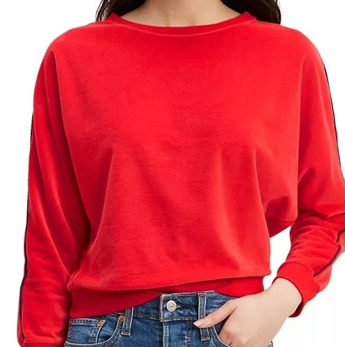 Blusa feminina Levi's de veludo com manga dolman, vermelha, tamanho grande